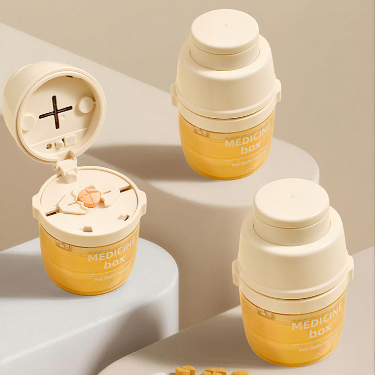 4-in-1 Pill Case, Cutter & Grinder with Water Cup