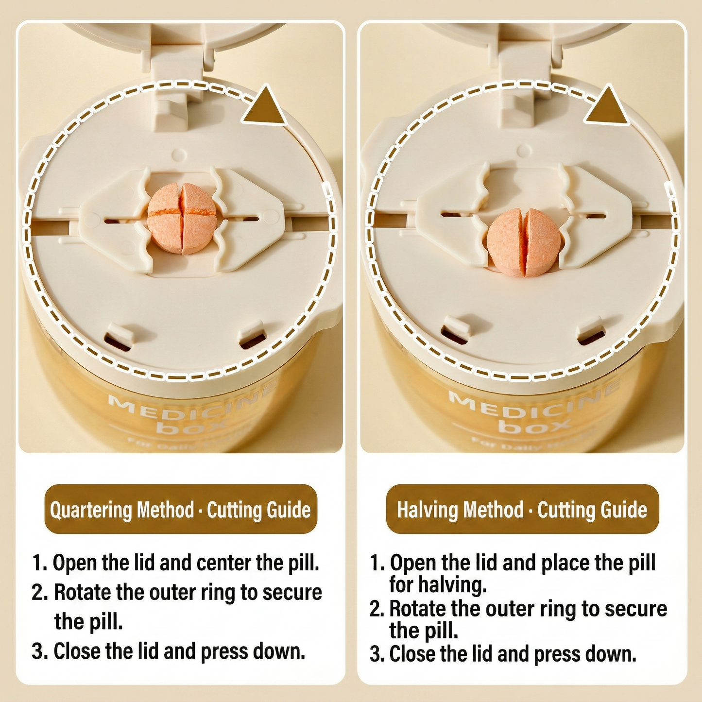 4-in-1 Pill Case, Cutter & Grinder with Water Cup